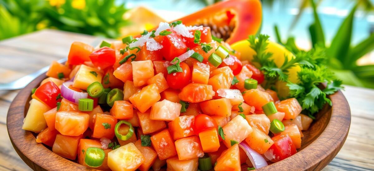 Crispy furikake crusted salmon served over steamed white rice, garnished with green onions and sesame seeds